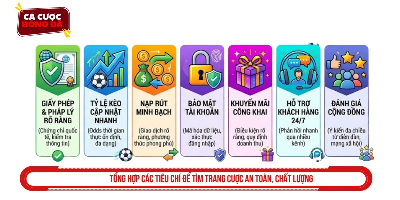 Tổng hợp các tiêu chí để tìm trang cược an toàn, chất lượng